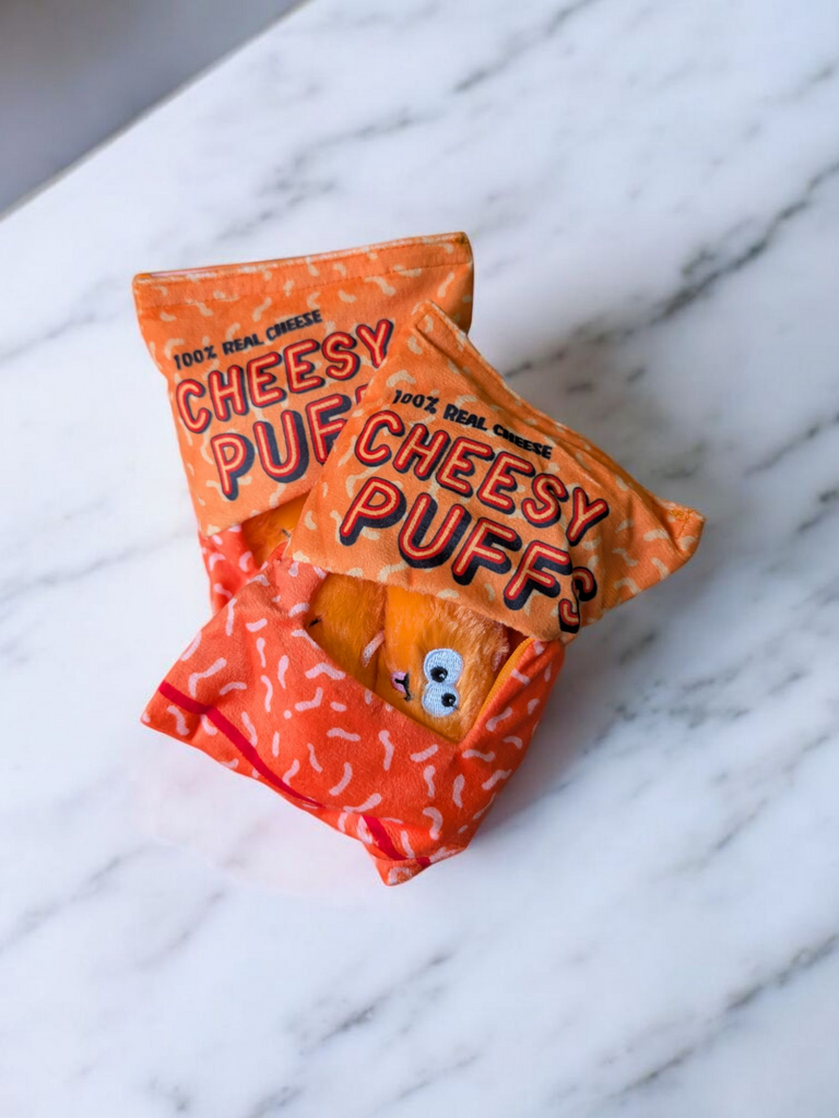 cheese puffs enrichment dog toy, a 2-in-1 dog toy that provides hours of fun and mental stimulation for your dog, available in whitley bay