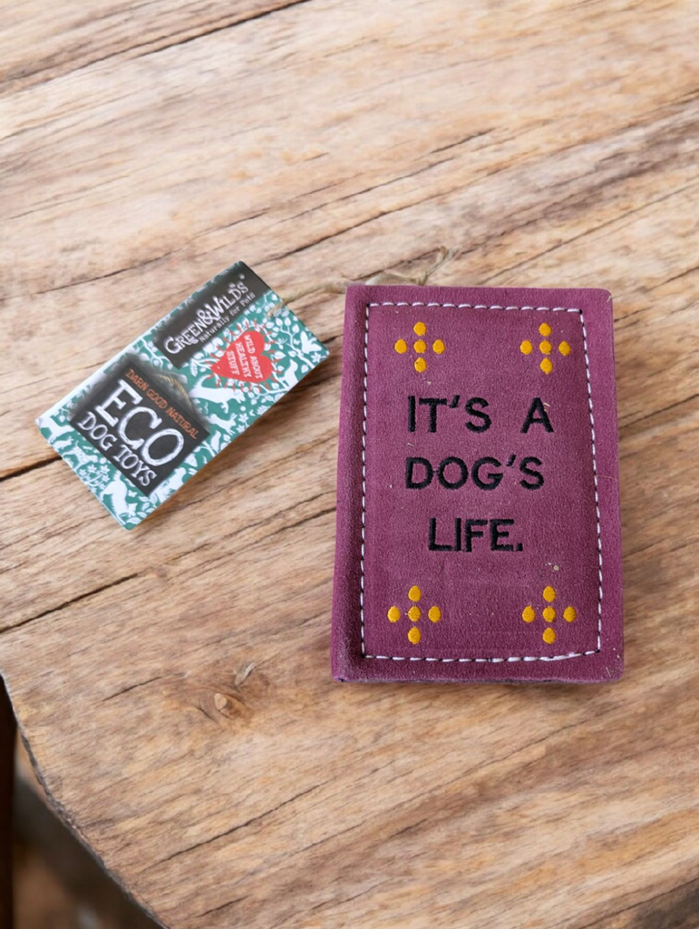 Green & Wild’s 'It’s a Dog’s Life' eco toy – durable, eco-friendly dog toy shaped like a book, made from sustainable materials for safe chewing and interactive play. available in whitley bay.